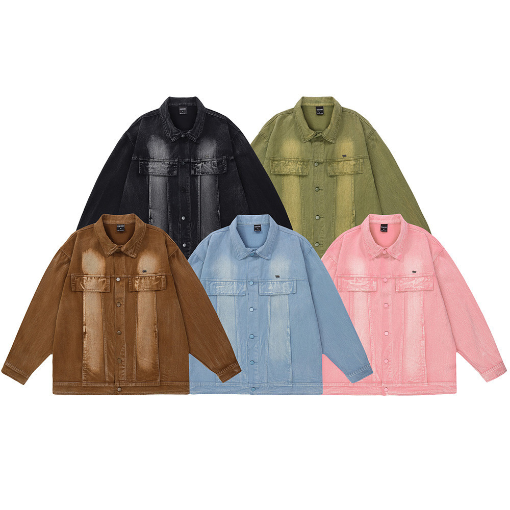 All-match Washed Vintage Washed Lapel Workwear Jacket American Casual