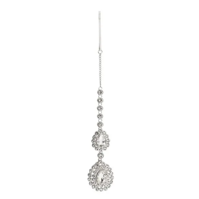Simple Stylish Water Drop Forehead Chain Headdress Hair Band Silver White - Shop at LoveMi