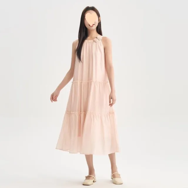 French Style Spaghetti Straps Sleeveless Summer Chiffon Long Dress Light Pink - Shop at LoveMi
