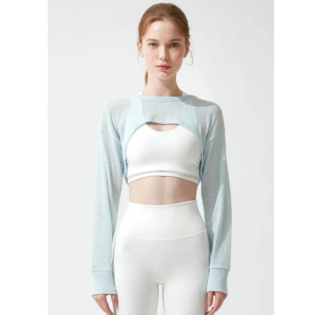 Fashion Vitality Sports Yoga Long sleeved Blouse Light Blue - Shop at LoveMi