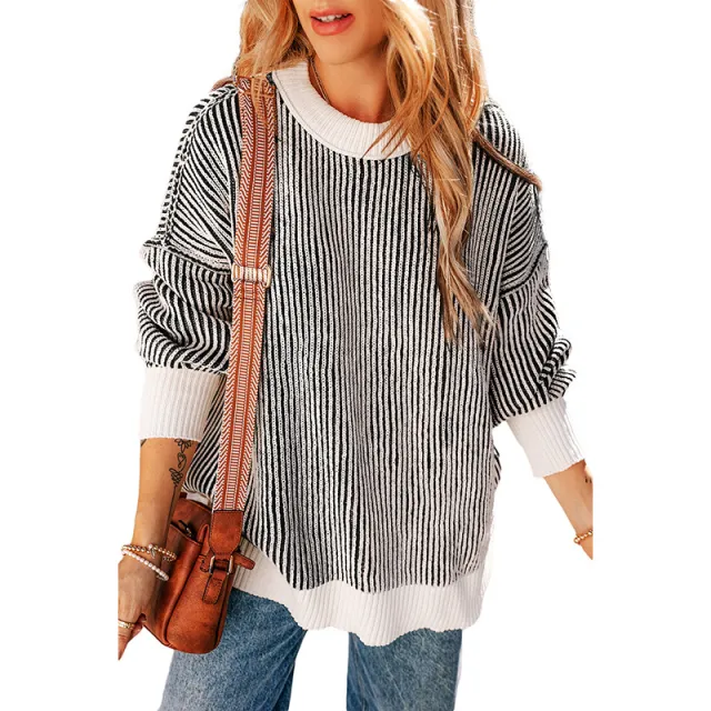 European And American Leisure Loose All matching Jumper Top Black - Shop at LoveMi