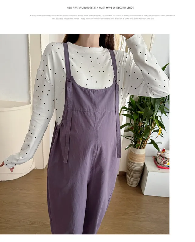 Casual Denim Suspender Pants Polka Dot Top Two piece Set Top - Shop at LoveMi