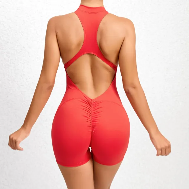 Women's Tight Zipper Yoga Bodysuit Red - Shop at LoveMi