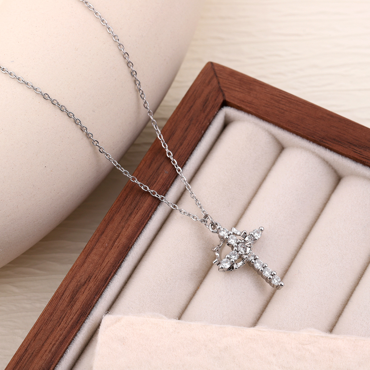 Rotatable Crown Cross Necklace For Women Unique, Niche, And Personalized Style
