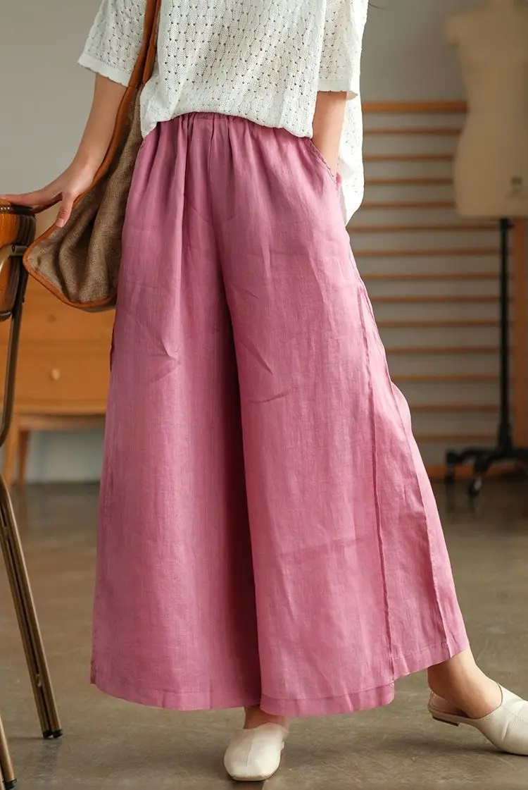 Title 5, High-quality Leisure Hemp Hemp Wide Leg Pants F...