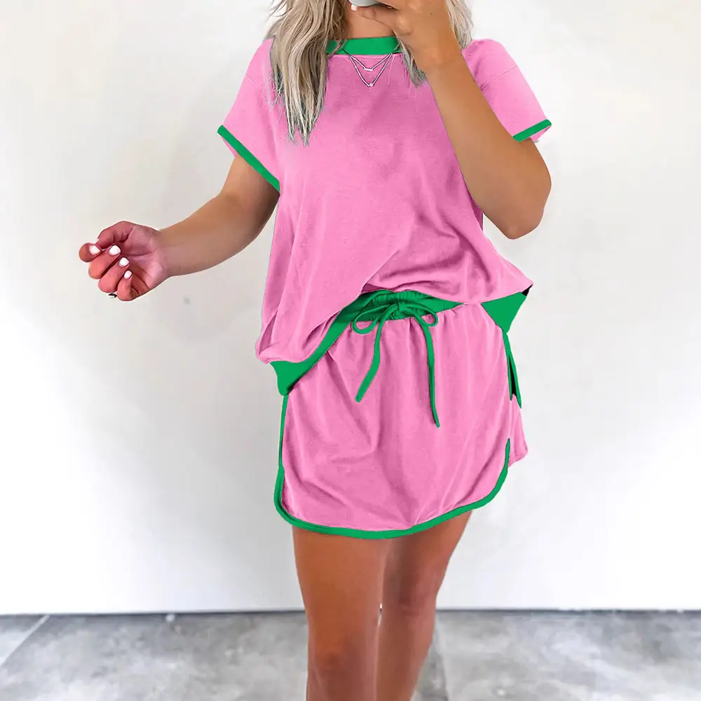 Loose Sports Style Casual Suit Female European And American Fashion Colorblock