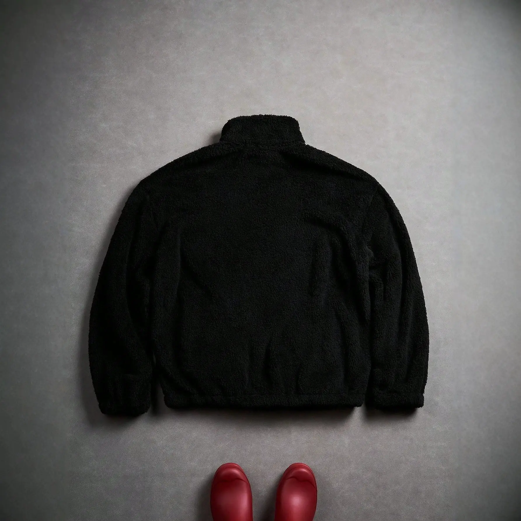Black Furry Jacket With A Zipper