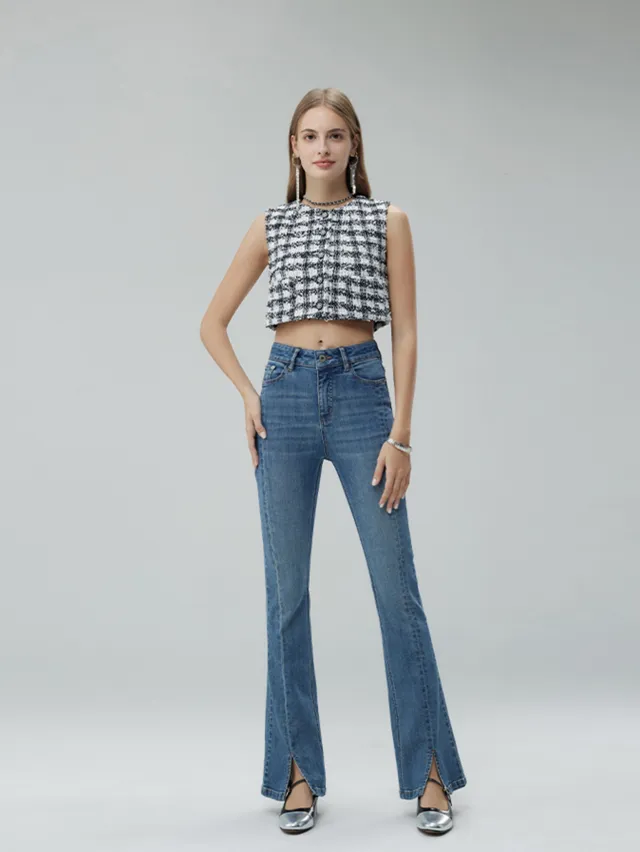 Fashion Special Split Bell bottom Pants Women Light Blue - Shop at LoveMi