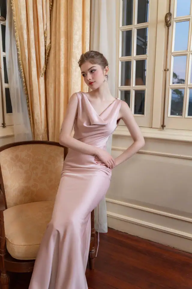 European And American New High end Satin Long Dress Pink - Shop at LoveMi