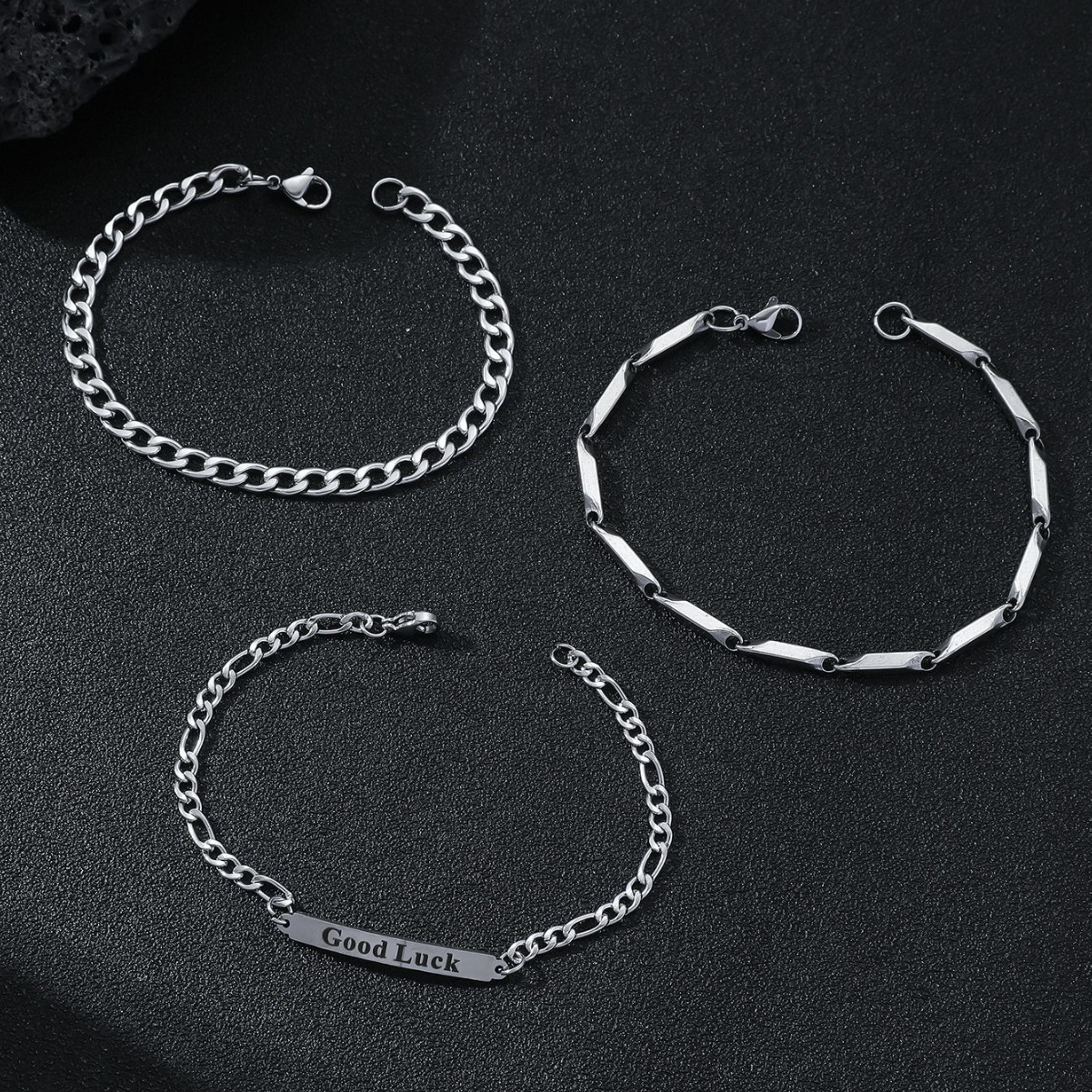 Stainless Steel Keel Three-piece Bracelet For Women