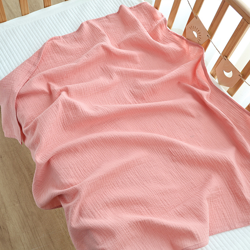 Solid-color Double-layer Pure Cotton Gauze Swaddle Blanket For Babies