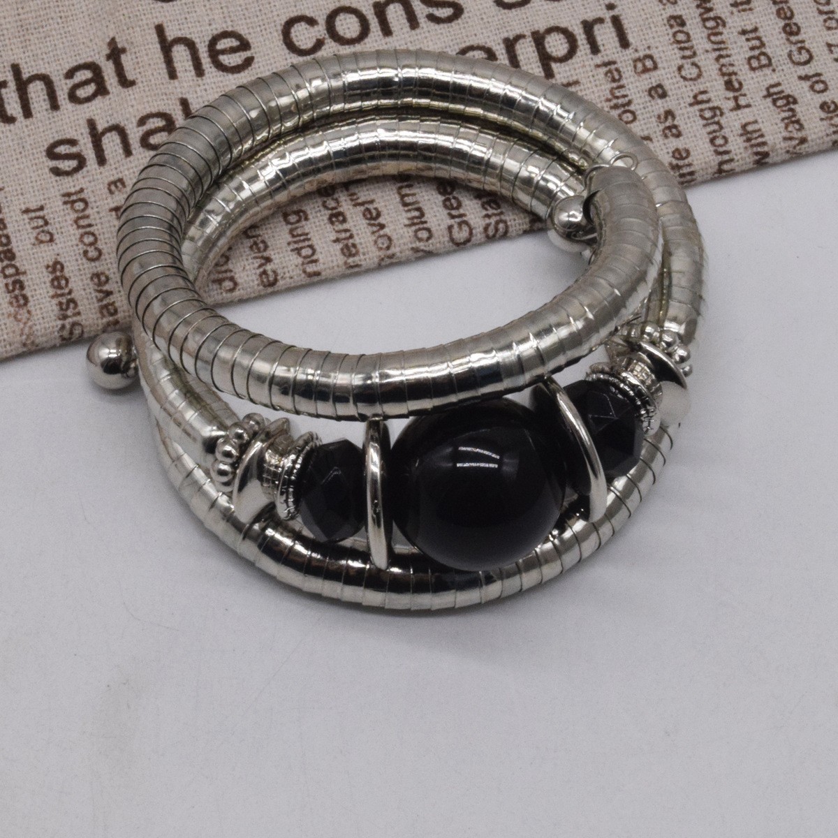 Multi-layer Vintage Black Onyx Stretch Bracelet