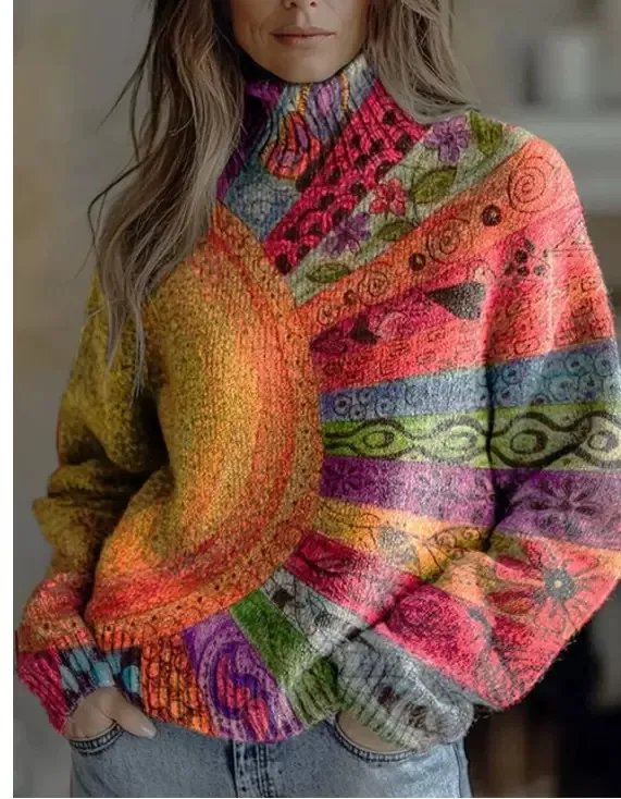 Christmas Abstract Print Casual Cardigan Coat Style1 - Shop at LoveMi