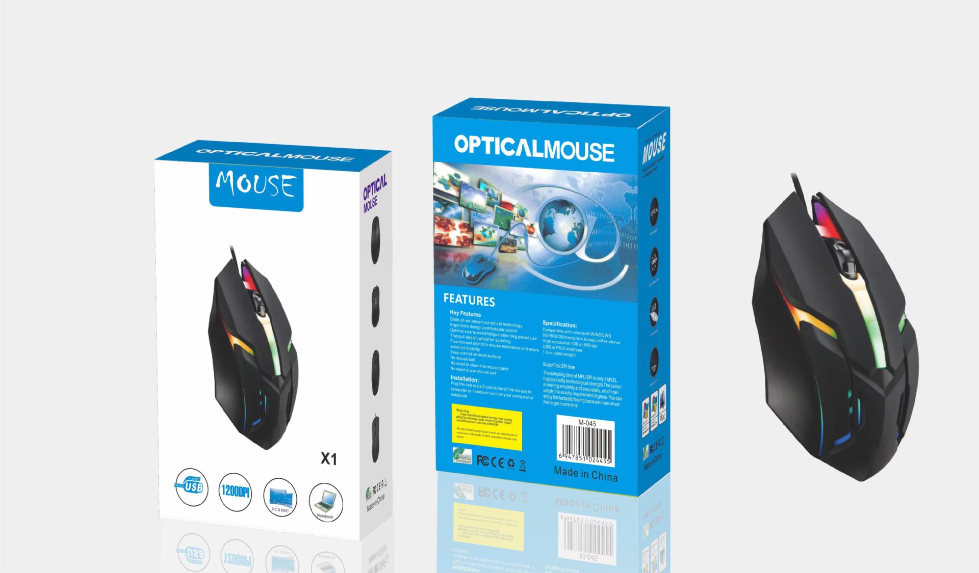 Title 7, Mouse Neutro com Fio para Home Office Luminoso....