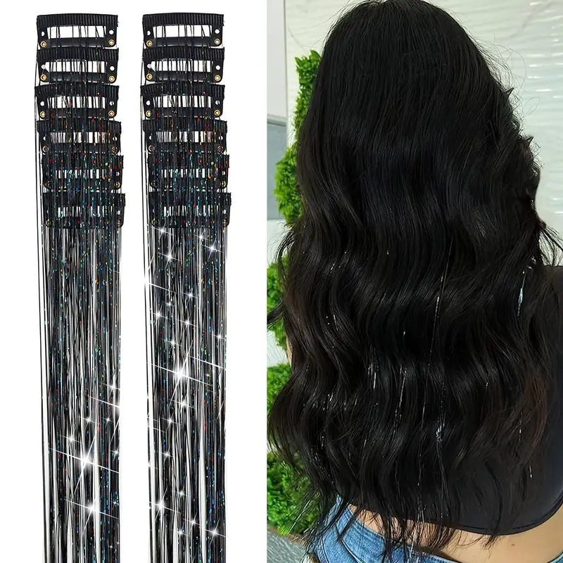 Laser-thread Colorful Shiny Seamless Hair Extensions