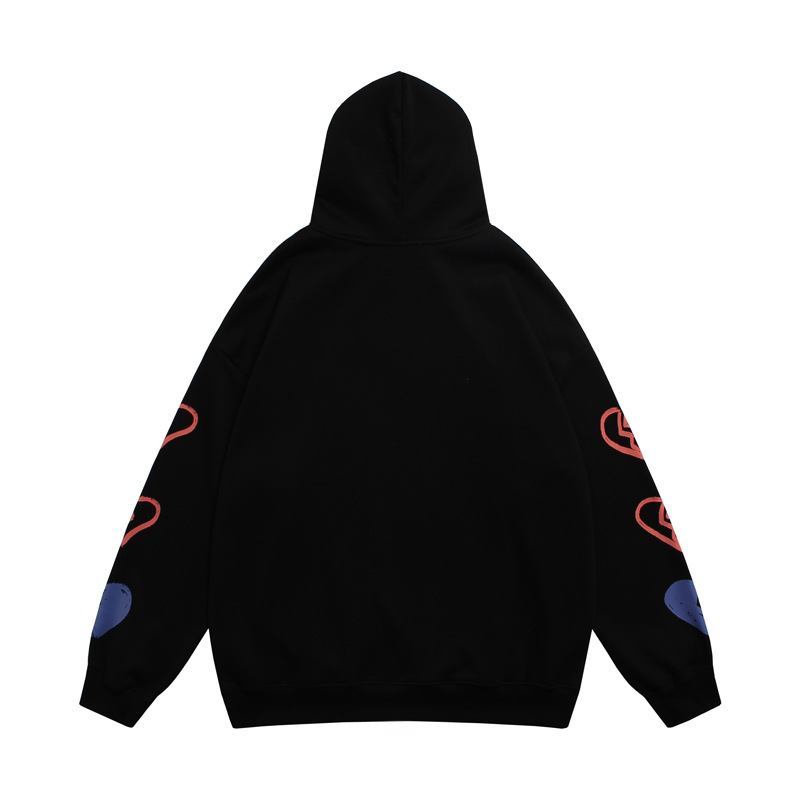 Love Letter Painted Graffiti Hooded Fleece Lined Sweater Men - Image 1