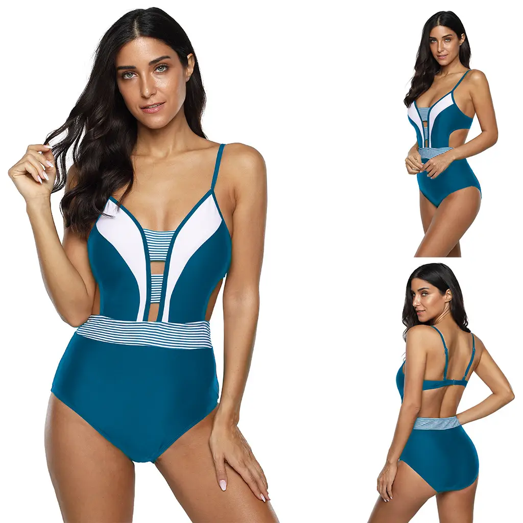 European And American Plus Size One-piece Swimsuit Multi-color