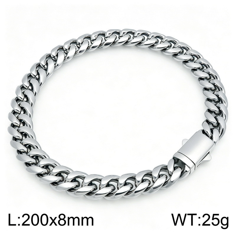 Fashionable And Minimalist Round-polished Cuban-link Bracelet For Men And Women