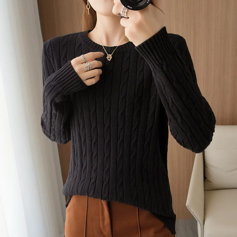 Solid Color Twisted Flower Bottoming Shirt Trendy - Black