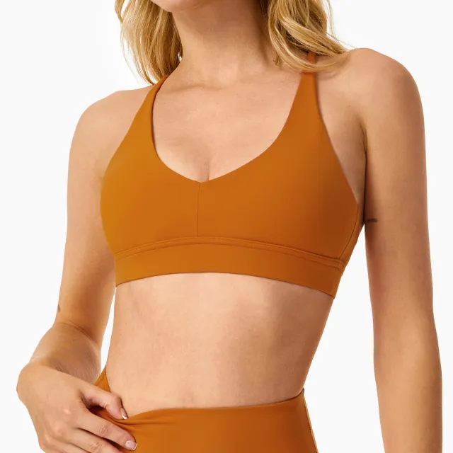 Brushed Back Yoga Clothes Running Shockproof Sports Bra Orange - Shop at LoveMi