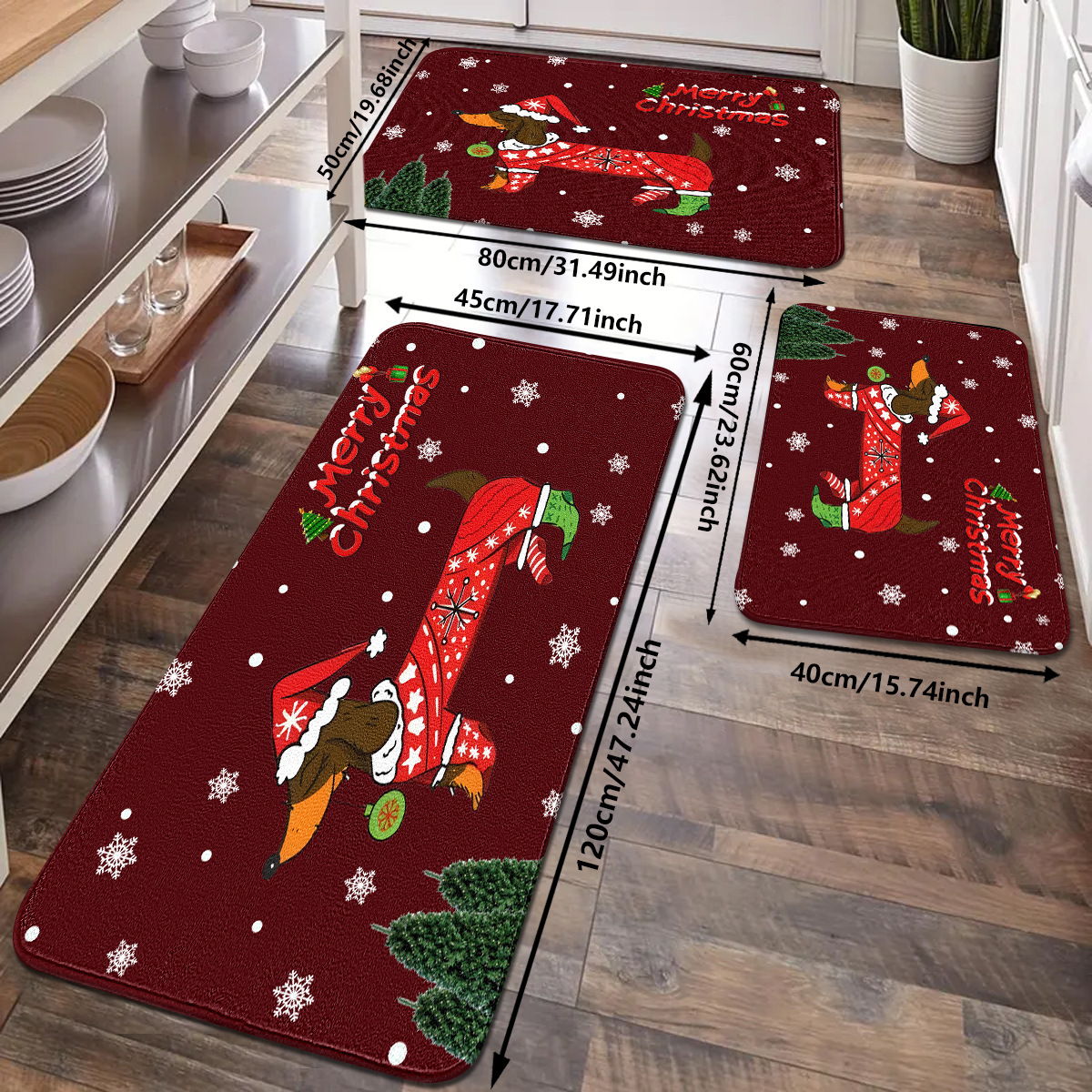 Title 4, Christmas Sausage Dog Carpet Snowflake Pattern ...