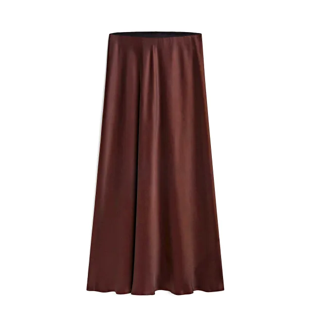 Women's Skirt High Waist Elastic Split Chocolate L - Shop at LoveMi