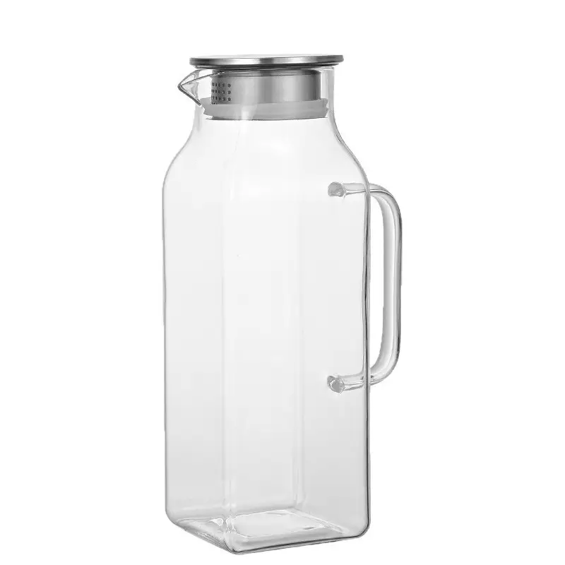 2-liter Square Glass Pitcher With Lid And Handle