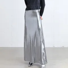 High Street Reflective Waist A- Line Skirt - Silver - View 1