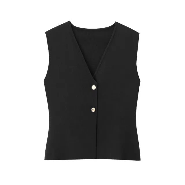 European And American Style Button Knitted Vest Skirt Black - Shop at LoveMi