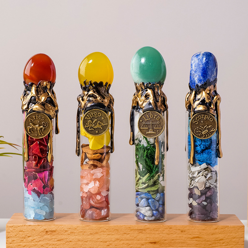 Natural Crystal Twelve Zodiac Sign Wish Bottle