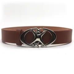 Fashion Wild Original Design Double Crescent Moon Cross Star Buckle Belt - Camel - View 1
