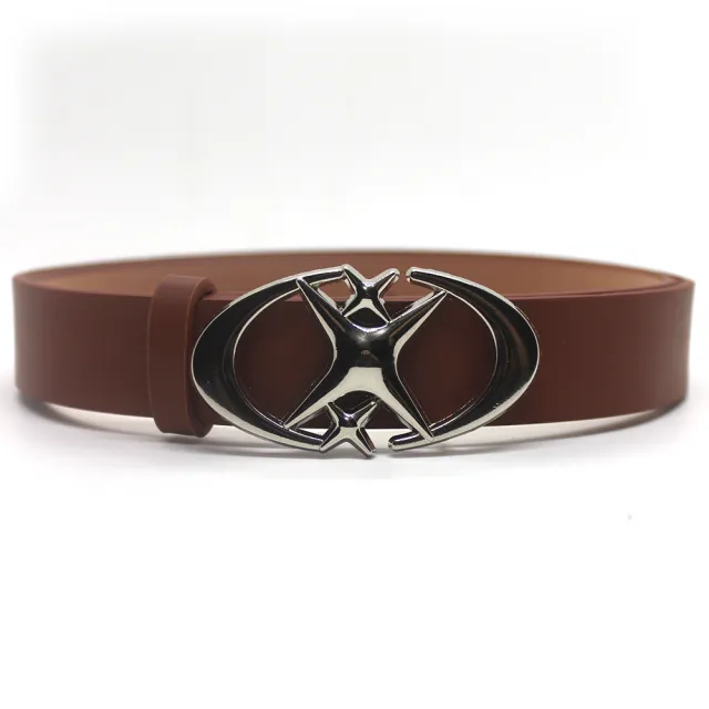 Fashion Wild Original Design Double Crescent Moon Cross Star Buckle Belt Camel - Shop at LoveMi