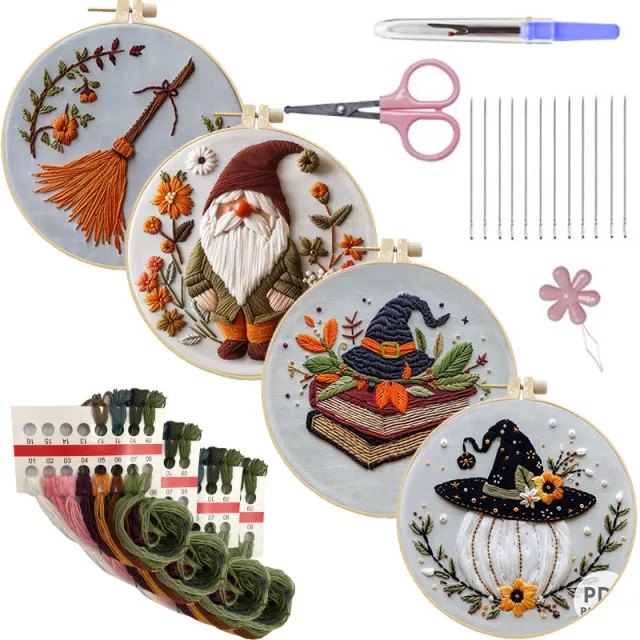 Embroidery Skull Halloween Christmas Bat Pattern Kit Embroidery Handmade Material Package - Shop at LoveMi