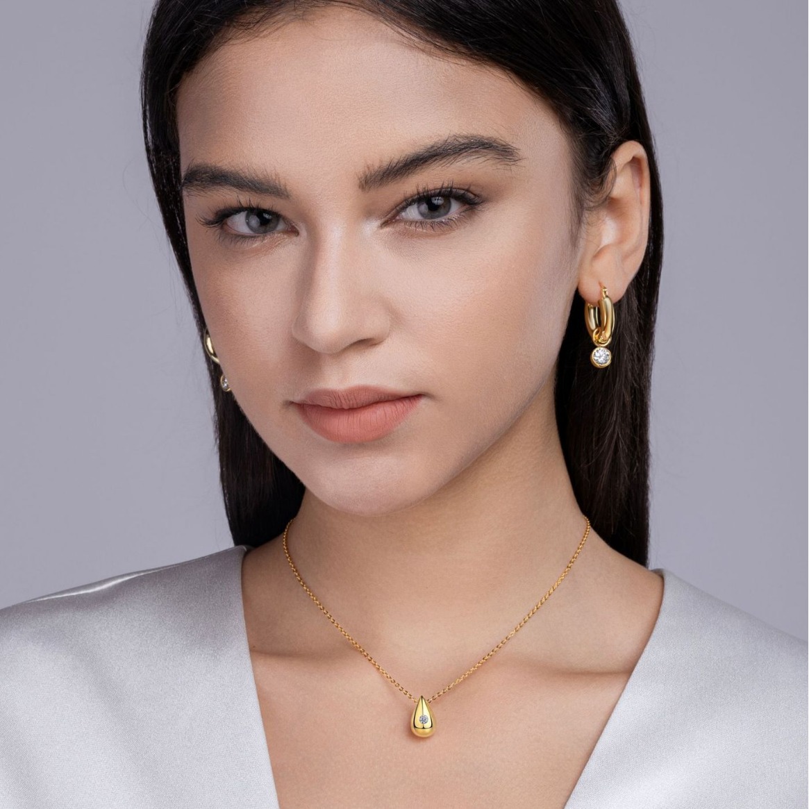 Twin Necklace Moissanite Clavicle Chain Pendant