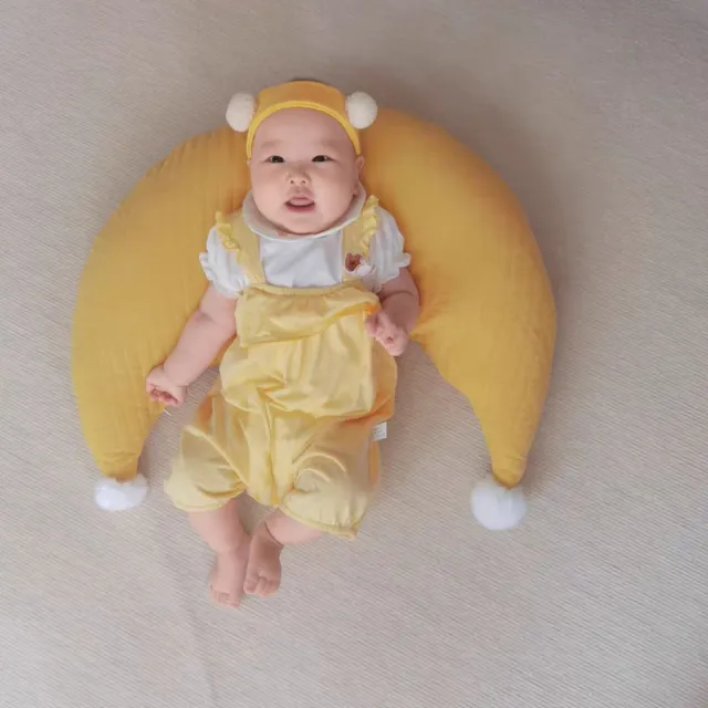 Ins Cotton Fur Ball Moon Pillow Cushion Baby Removable And Washable Breastfeed Pillow Yellow - Shop at LoveMi