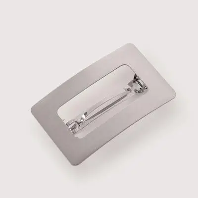 Geometric Metal Brushed Barrettes Spring Clip Hollow Square Silver - Shop at LoveMi