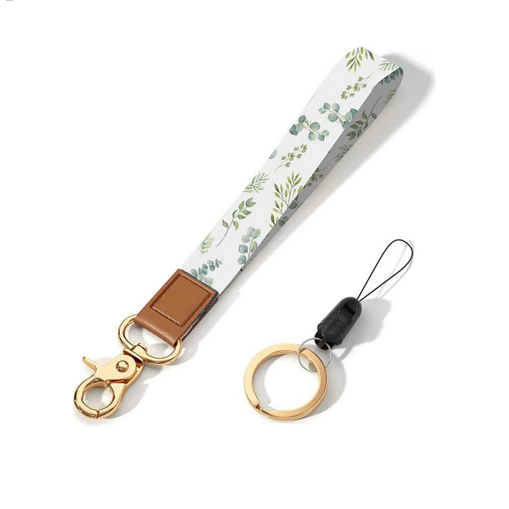 Leather-Polyester Wrist-Neck Dual-Use Keychain Lanyard
