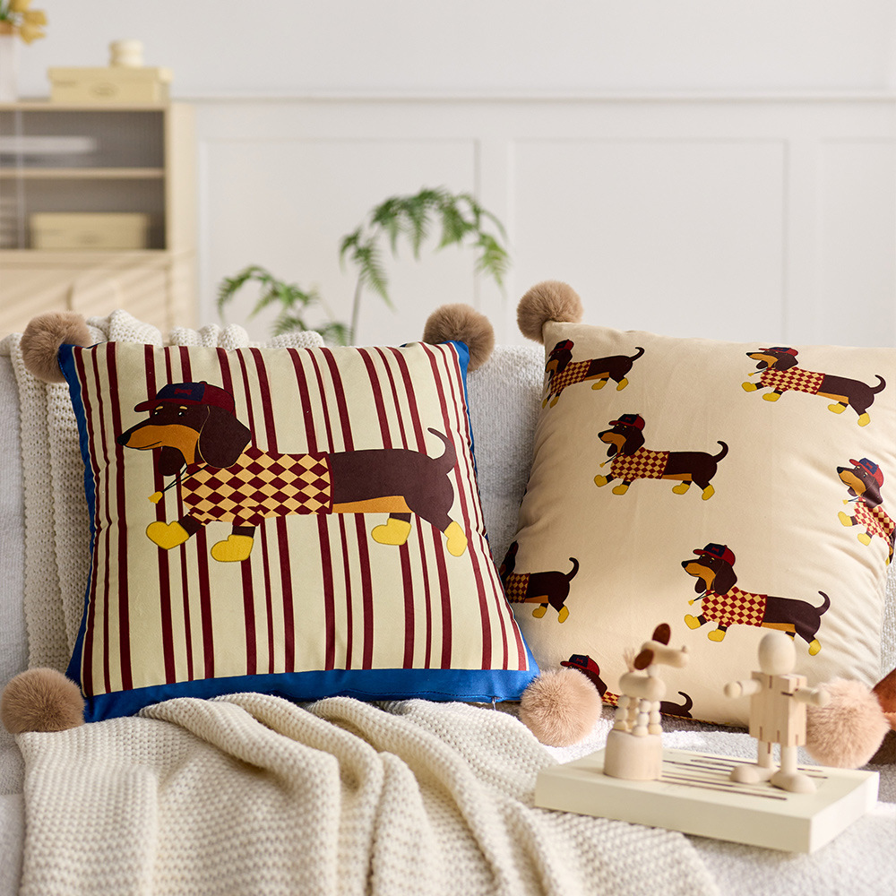 Household Dachshund Detachable Office Throw Pillow Cover