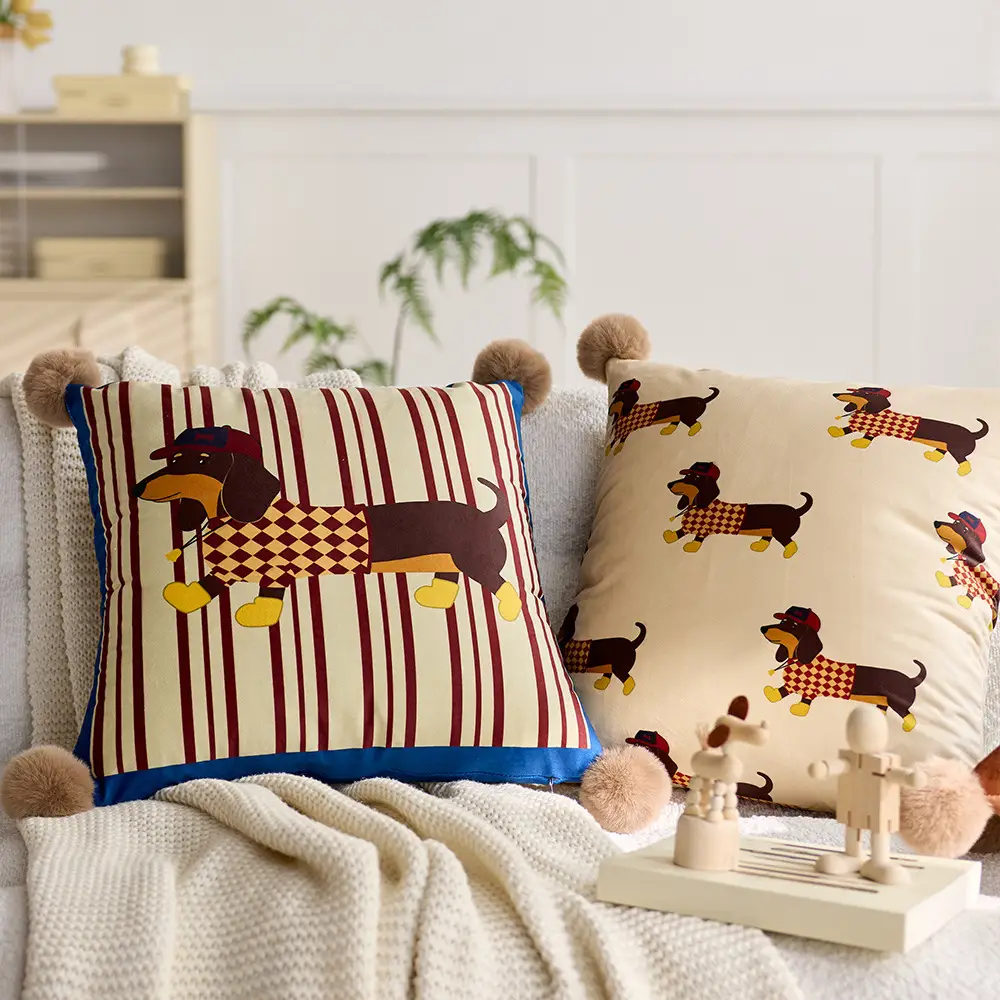 Household Dachshund Detachable Office Throw Pillow Cover