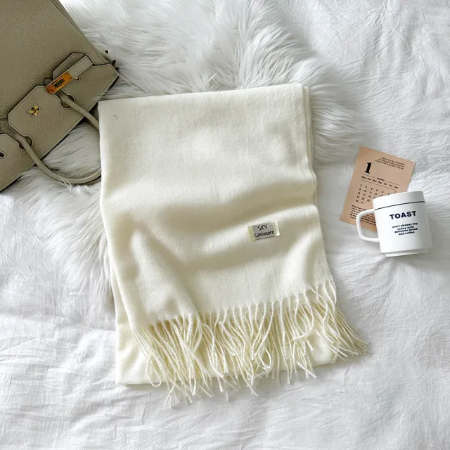 Cashmere Multi Color Warm Scarf Milky White - Shop at LoveMi