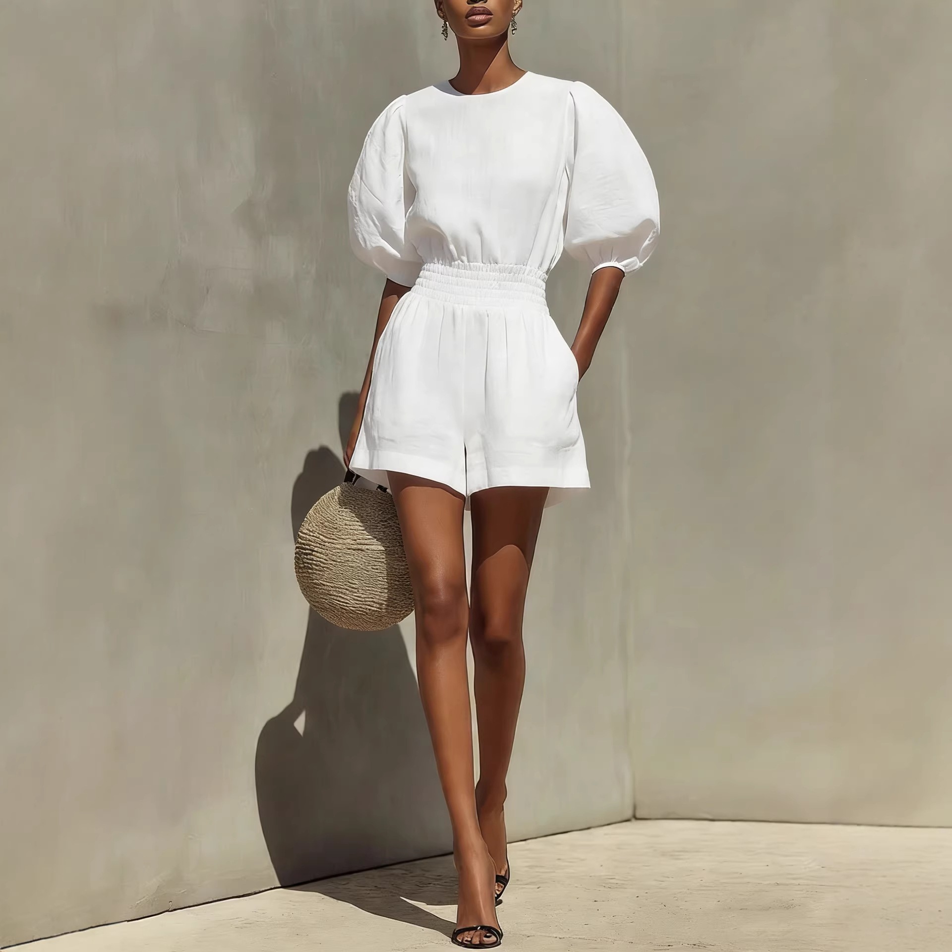 Women's Puff-Sleeve Set – Sleeve Detail and Fabric Close-Up