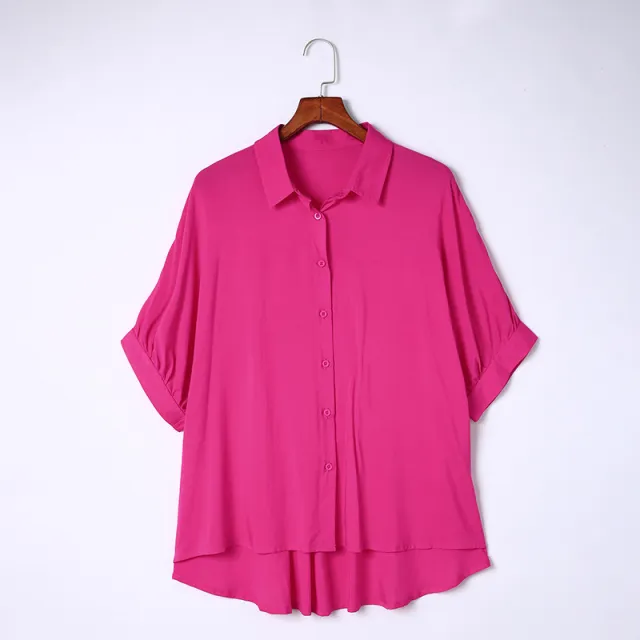 Solid Color Half Sleeve Shirt For Women Red - Shop at LoveMi