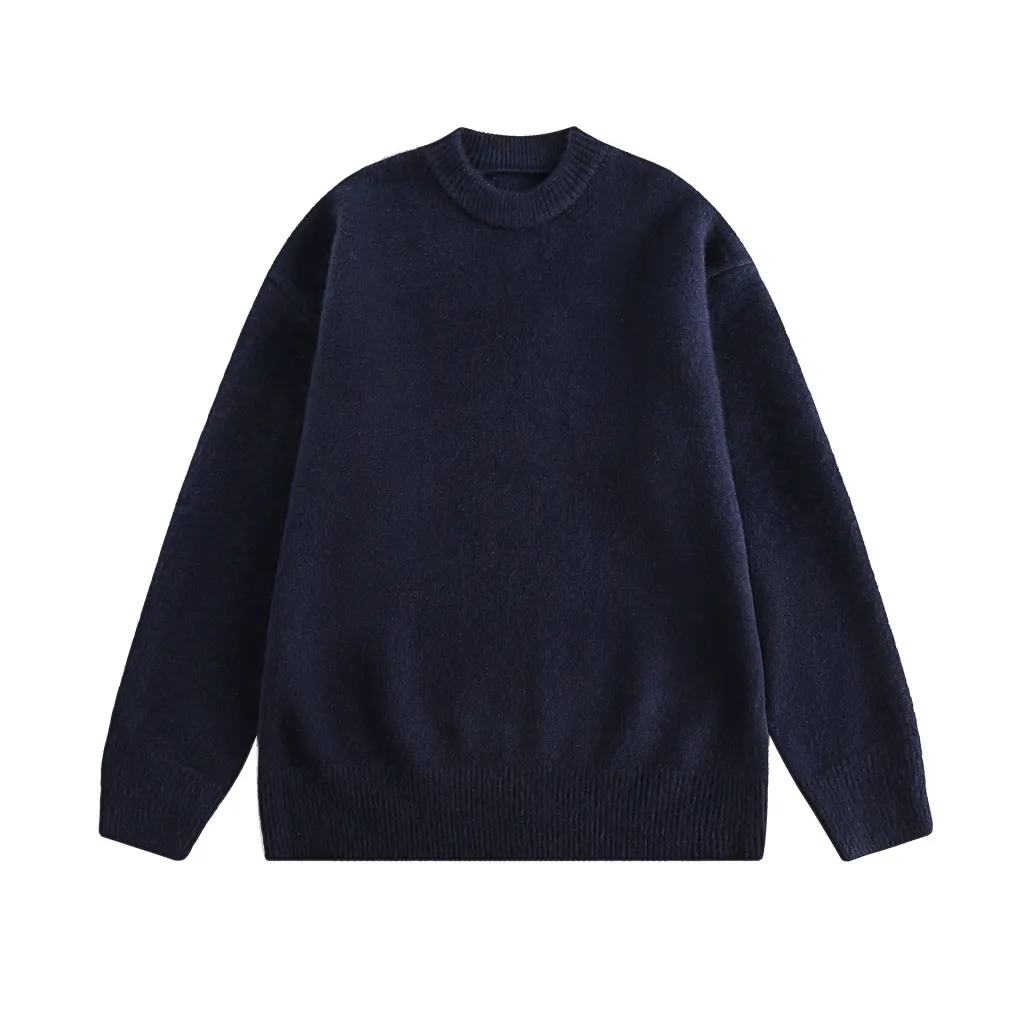 Vintage Thick Needle Sweater Autumn And Winter Undershirt - Navy Blue