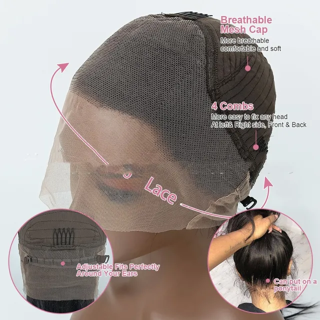 Blue Highlights Loose Lace Humanhair Wig 360 Lace Headgear - Shop at LoveMi