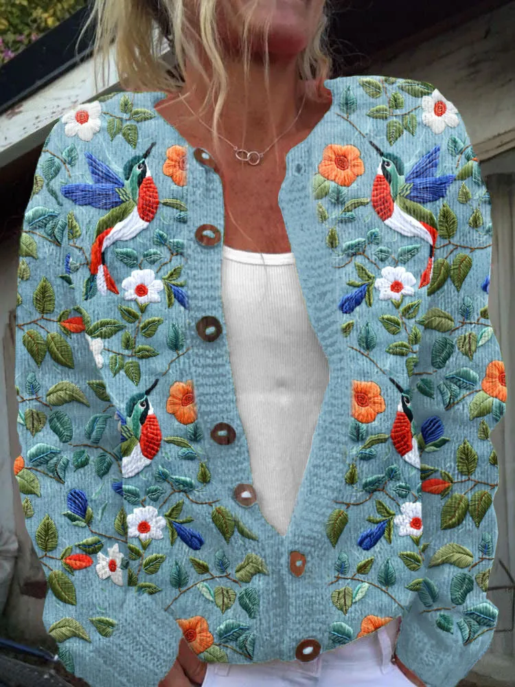 3D Digital Printing Cardigan Knitted Coat Women - 6 Colors-Xl