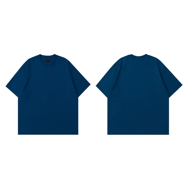 Solid Color BASIC Oversize Cotton T shirt Dark Blue - Shop at LoveMi