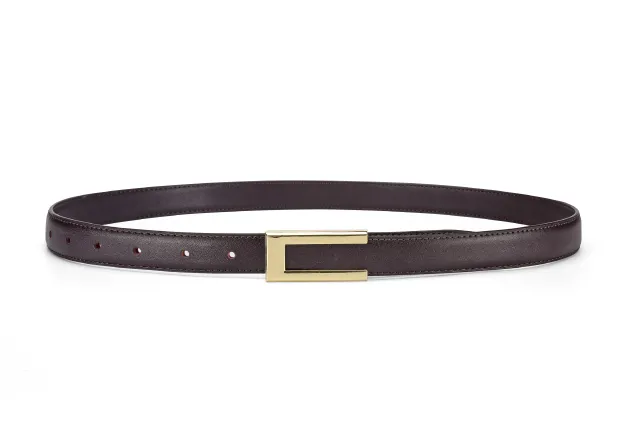 Cowhide Retro Black All match Decorative Skirt Suit Jeans Leather Thin Belt Brown - Shop at LoveMi