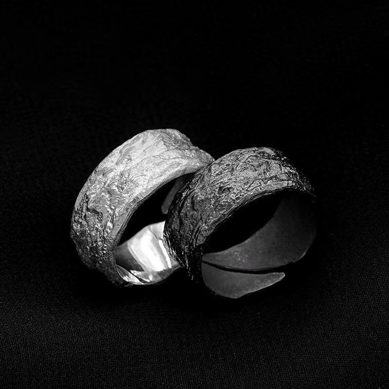 Restored Layered Ring Designers Original Dark Style Hammered Finish