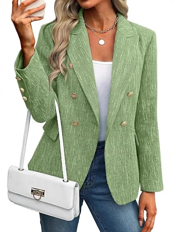 Women's Clothing Solid Color Suit Autumn Simplicity Style Grass Green - Shop at LoveMi