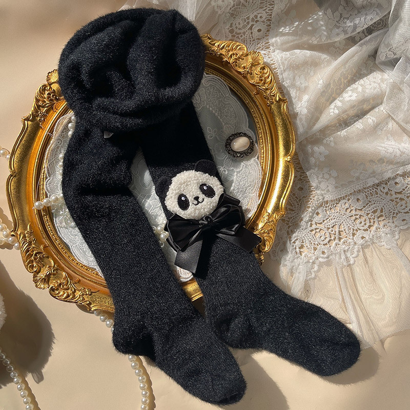 Autumn And Winter Cute Panda Bow Female Thermal Pantyhose